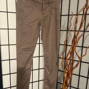Tinseltown Taupe Studded Skinny Jeans